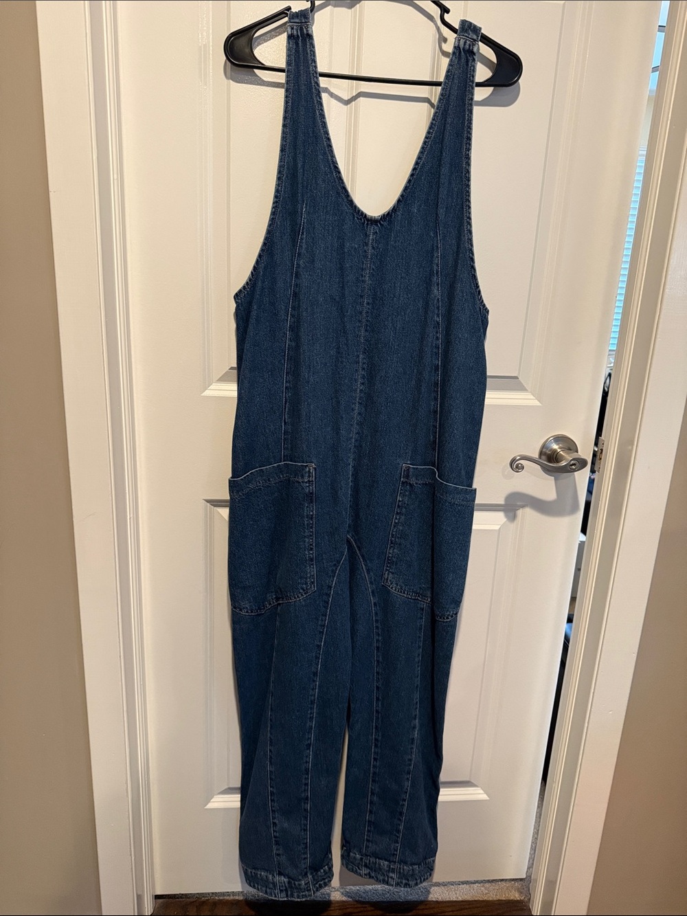 Free People Dark Indigo Denim Jumpsuit Overalls with Front Pockets
